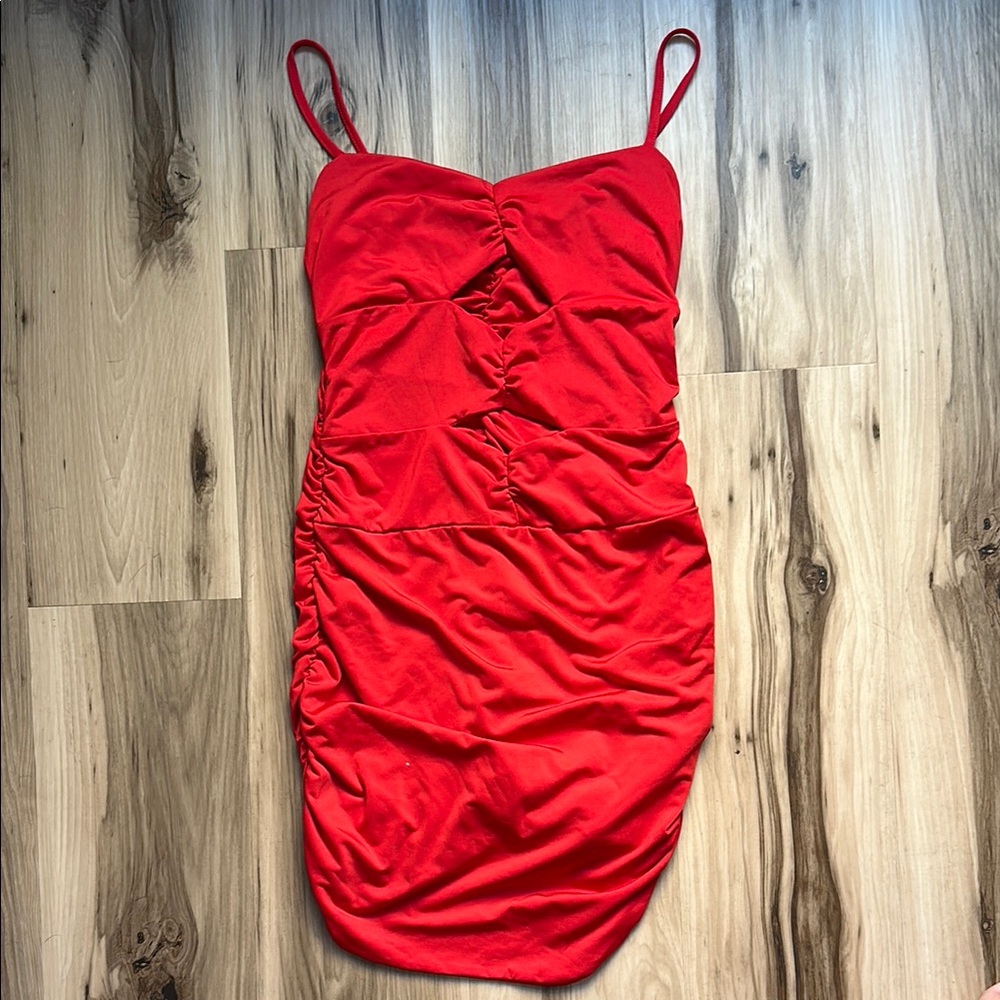 Red Ruched Dress